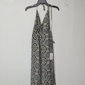 Suvimuga Women's Halter Tie Neck Open Back Patterned Maxi Dress